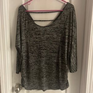 Black & Silver top with gathered sides; Women’s 1X / 16W